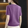 thumbnail image 4 of Dwellite Women's Spring Summer Lightweight Short Sleeve Trendy Business Casual Knit Tops Pullover Sweaters Purple M, 4 of 6