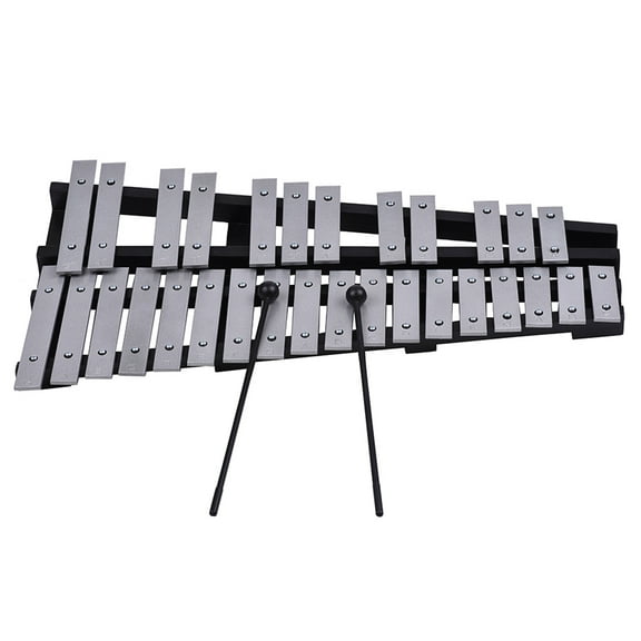 Foldable 30 Note Glockenspiel Xylophone Wooden Frame Aluminum Bars Educational Percussion Musical Instrument Gift with Carrying Bag
