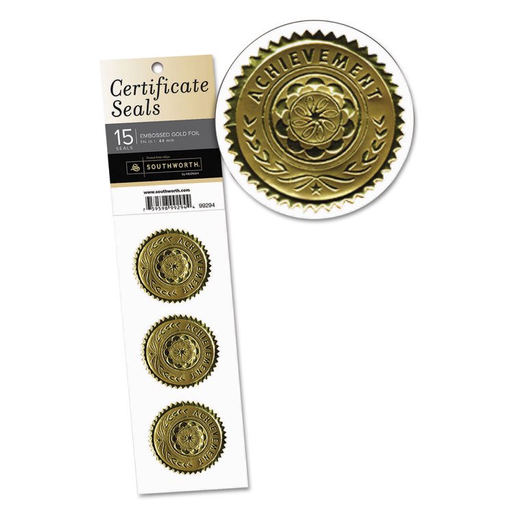 Certificate Seals, 1.75" Dia., Gold, 3/sheet, 5 Sheets/pack Walmart