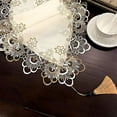 thumbnail image 5 of 16x63" White Lace Table Runner - Embroidered Rectangular Farmhouse Table Cover for Dining Table, Coffee Table, Dresser  Washable Linen-Like Polyester, 5 of 6
