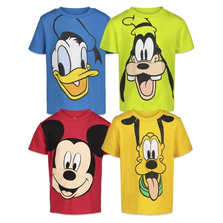 Disney Mickey Mouse Goofy Donald Duck Infant Baby Boys 4 Pack T-Shirts Infant to Big Kid