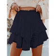 thumbnail image 4 of Boho Ruffle Tiered Skorts High Waist Mini Skirts Navy Blue XXL, 4 of 5
