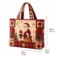 thumbnail image 3 of Vintage Christmas Printed Quilted Tote Bag for Women Large Capacity Handbag with Santa Pine Tree and Star Motifs for Shopping, 3 of 6