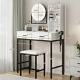 thumbnail image 4 of Vanity Desk with Mirror and Lights, Vanity Desk Set with 2 Drawers & Stool, 3 Color Lighting Modes, Makeup Table Vanity for Bedroom, 4 of 8