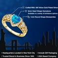thumbnail image 2 of Gem Stone King 18K Yellow Gold Plated Silver Simulated Blue Opal and White Moissanite Halo Ring for Women | 0.93 Cttw | Heart Shape 6MM | Gemstone October Birthstone | Size 9, 2 of 6