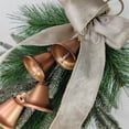 thumbnail image 5 of Artificial Teardrop Christmas Wall Hanging Wreath, Upside‑Down Garland with Velvet Bow & Copper Bells, Pre‑Made Ornament for Front Door, Mantel, Porch Xmas Decor, 5 of 9