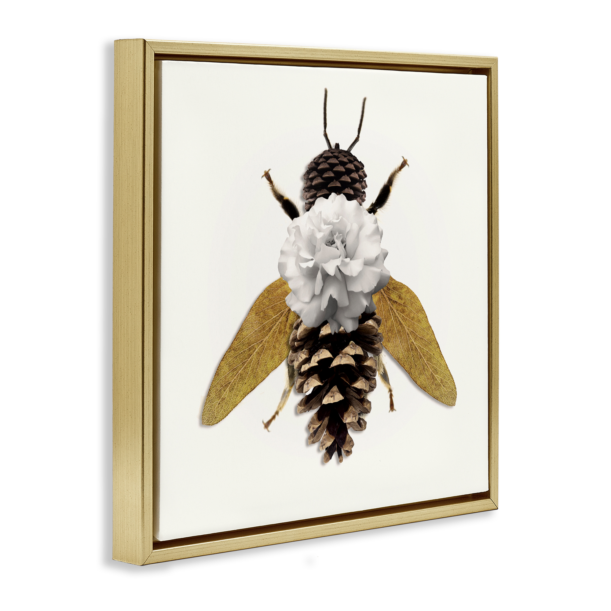 Nature Constructed Bee Gold Framed Floater Canvas Wall Art, design by Sasha