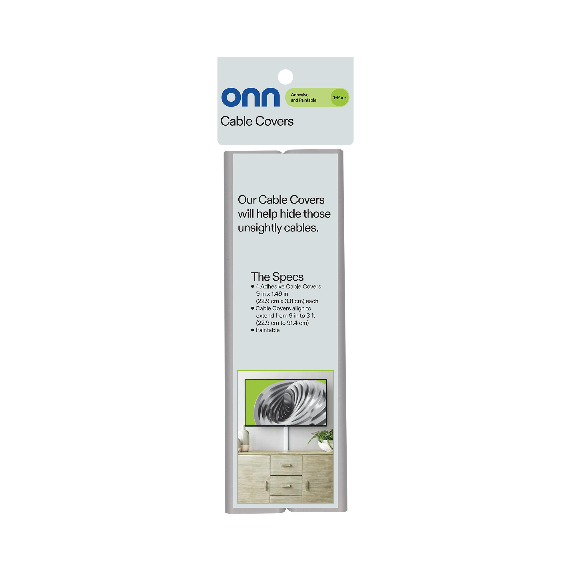 onn PVC Cable Covers, White, 4 Pack photo 6