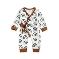 thumbnail image 1 of Qiylii Baby Rainbow Pattern Romper Tie-up V-neck Long Sleeve Bodysuit, 1 of 6