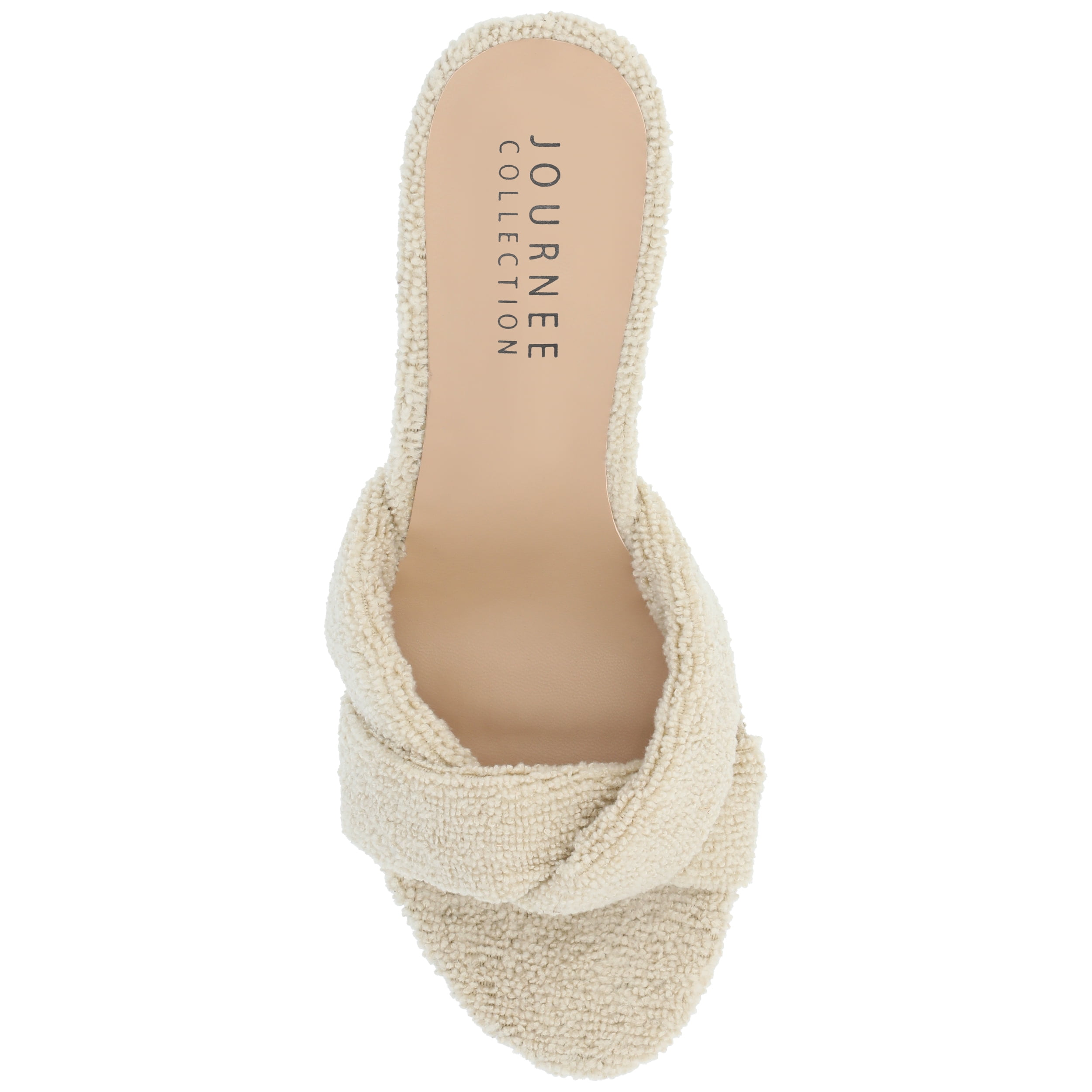 Journee Womens Mannon Soft Terry Cloth Slip On Open Toe Sandals