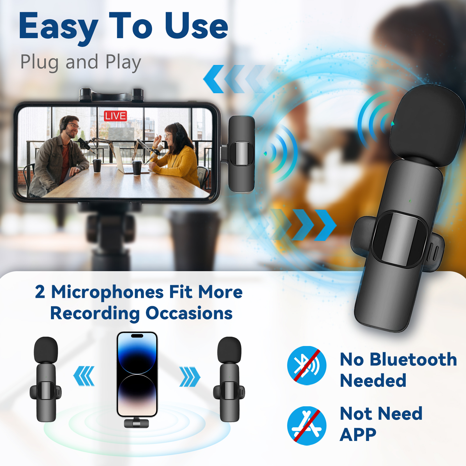 AGCAN Wireless Lavalier Microphone iPhone Android Type-C photo 6