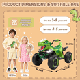 thumbnail image 3 of 24V Dinosaur Kids Ride On Car, 2 Seater Power Ride On Toy for Kids with Remote Control, Bluetooth, USB, 4-Wheel Suspension, Dinosaur Electric Toy Car for Boys and Girls Ages 3-8, 3 of 7