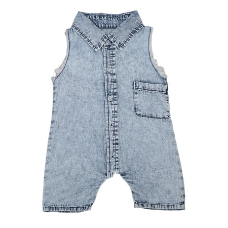 

Dewadbow Denim Romper Trousers Toddler Kids Baby For Boys Summer Clothes Jumpsuit Shorts