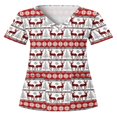 thumbnail image 1 of Hauts Style Infirmière à Imprimé Renne pour Femmes T-shirt de Noël, 1 of 3