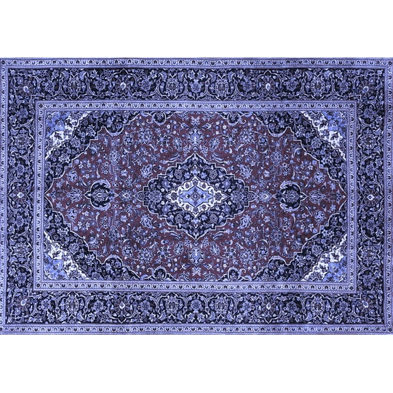 Ahgly Company Machine Washable Indoor Rectangle Medallion Blue Traditional Area Rugs, 4' x 6'