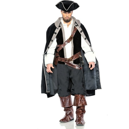 Seeing Red Pirate Captain Costume for Adults, Size Large, Includes a Shirt, a Cape, a Hat, Boot Covers, and a Belt Bag