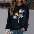 thumbnail image 2 of VBARHMQRT Chandail en Molleton d'Automne pour Femmes Col Rond Décontracté Manches Longues Raglan Imprimé Papillon Chandail, 2 of 5