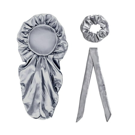 

Long Satin Bonnet Sleep Caps With Hair Band Loose Night Hat For Curly Hair
