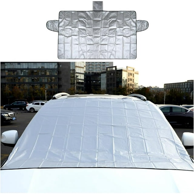 Yazoeia Car Windshield Snow Cover, Auto Ultra Thick Winter Windscreen Cover for Ice Frost Snow Removal Sun Shade Dust Protection with Magnetic Edge, Universal for Vehicles, SUV, Truck, RV