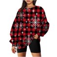 thumbnail image 1 of Chandail en Molleton de Noël pour Femmes 2023 Col Rond Mode Décontractée Manches Longues Imprimé de Noël Chandail en Molleton Hauts Blouse en Liquidation, 1 of 5