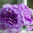 thumbnail image 3 of Enova Home Artificial Silk Peony Fake Flower Arrangement in Round Glass Vase with Faux Water for Home Decór (Purple), 3 of 4