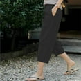 thumbnail image 6 of ABATAB Summer Capri Pants for Women Cotton Linen Loose Crop Trousers Solid Pull on Lounge Capri Pants with Pockets, 6 of 6