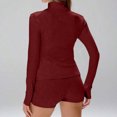 thumbnail image 5 of 2 Piece Workout Sets for Women Shorts Stretchy Thumb Hole Athletic Zip Up Jacket Long Sleeve Short Sets Yoga Gym Set, 5 of 5