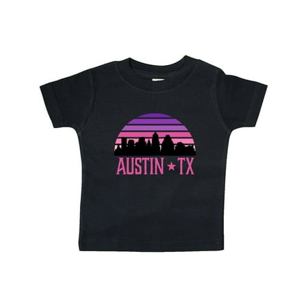 

Inktastic Austin Texas Retro Sunset Skyline Gift Baby Girl T-Shirt