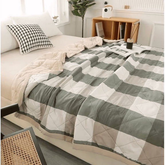 Summer Comforter Thin Quilt Summer Lightweight Comforter,100% Washed Cotton,Machine Washable,Soft Comfy Breathable Can Sleep Naked (59.06x78.74in)