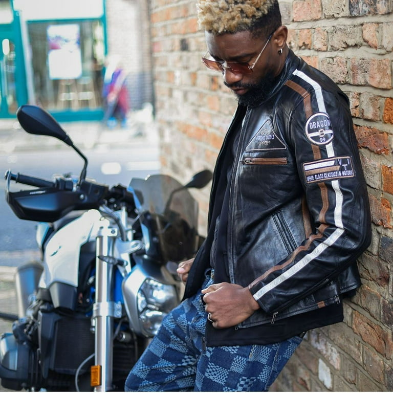 Men's Zipped Biker Leather Jacket | Infinity - Walmart.com Men's Zipped Biker Leather Jacket | Infinity - Walmart.com