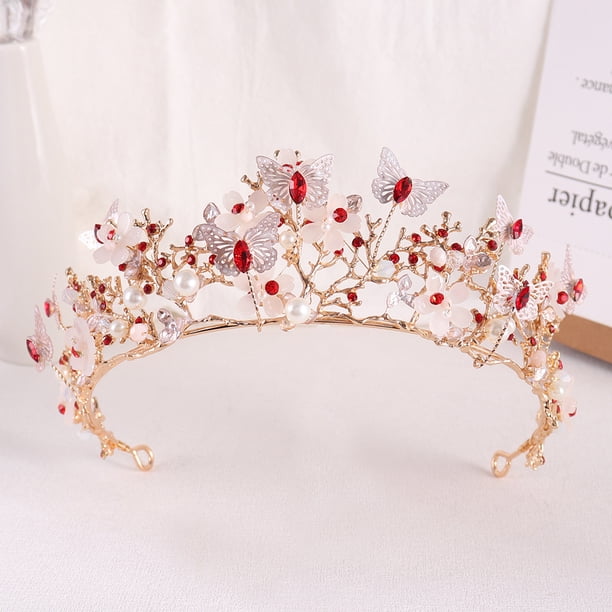 Zhuge Tiara de boda para novia, diadema de princesa, corona nupcial, joyería para el cabello con diamantes de imitación de cristal, decoración para novia, cumpleaños, graduación, boda (D)