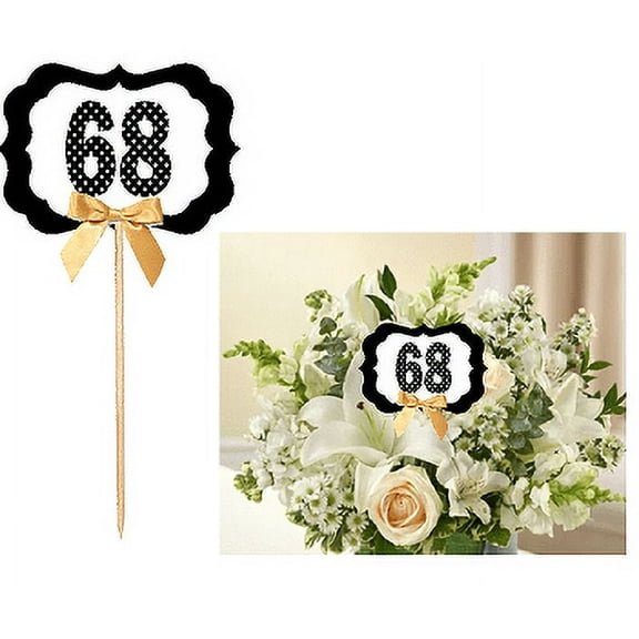 68th Birthday / Anniversary Table Decoration Party Centerpiece Pick - Set of 6
