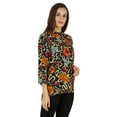thumbnail image 3 of Bimba Button Down Tunic Casual Printed 3/4th Sleeves Loose Fit Rayon Tunic Long Shirt Top For Women, 3 of 7