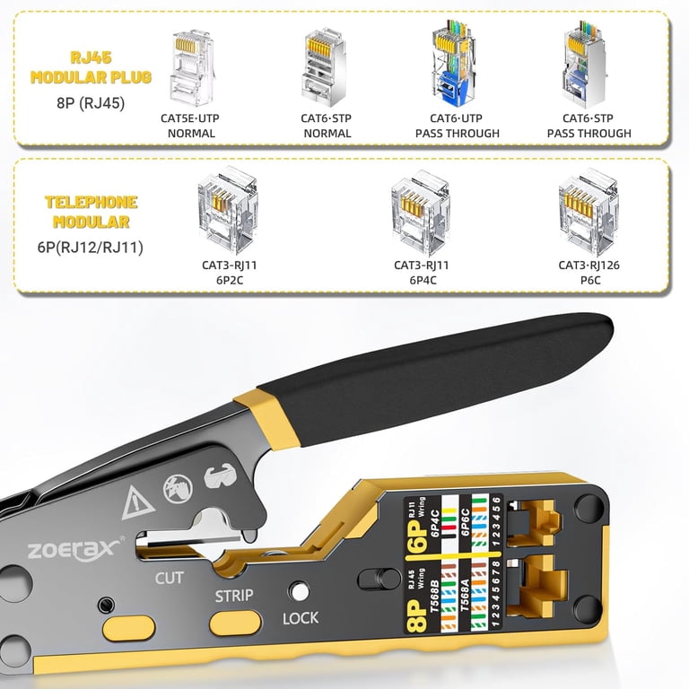ZoeRax RJ45 Ethernet Crimping Tool for RJ11/RJ12 Standard