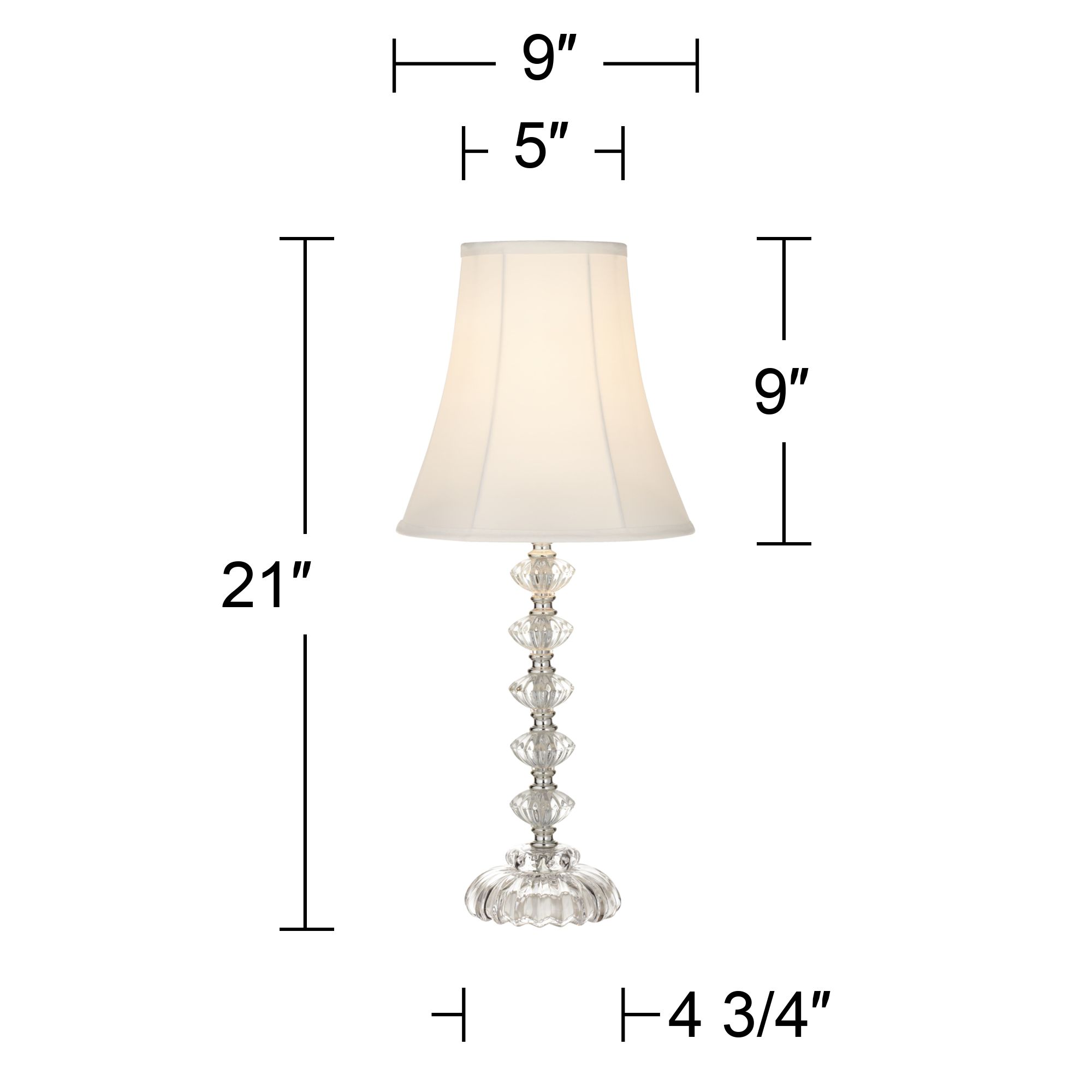 360 Lighting Bohemian Country Cottage Accent Table Lamp 21" High Clear Stacked Glass Off White Bell Shade for Bedroom Living Room Bedside Nightstand
