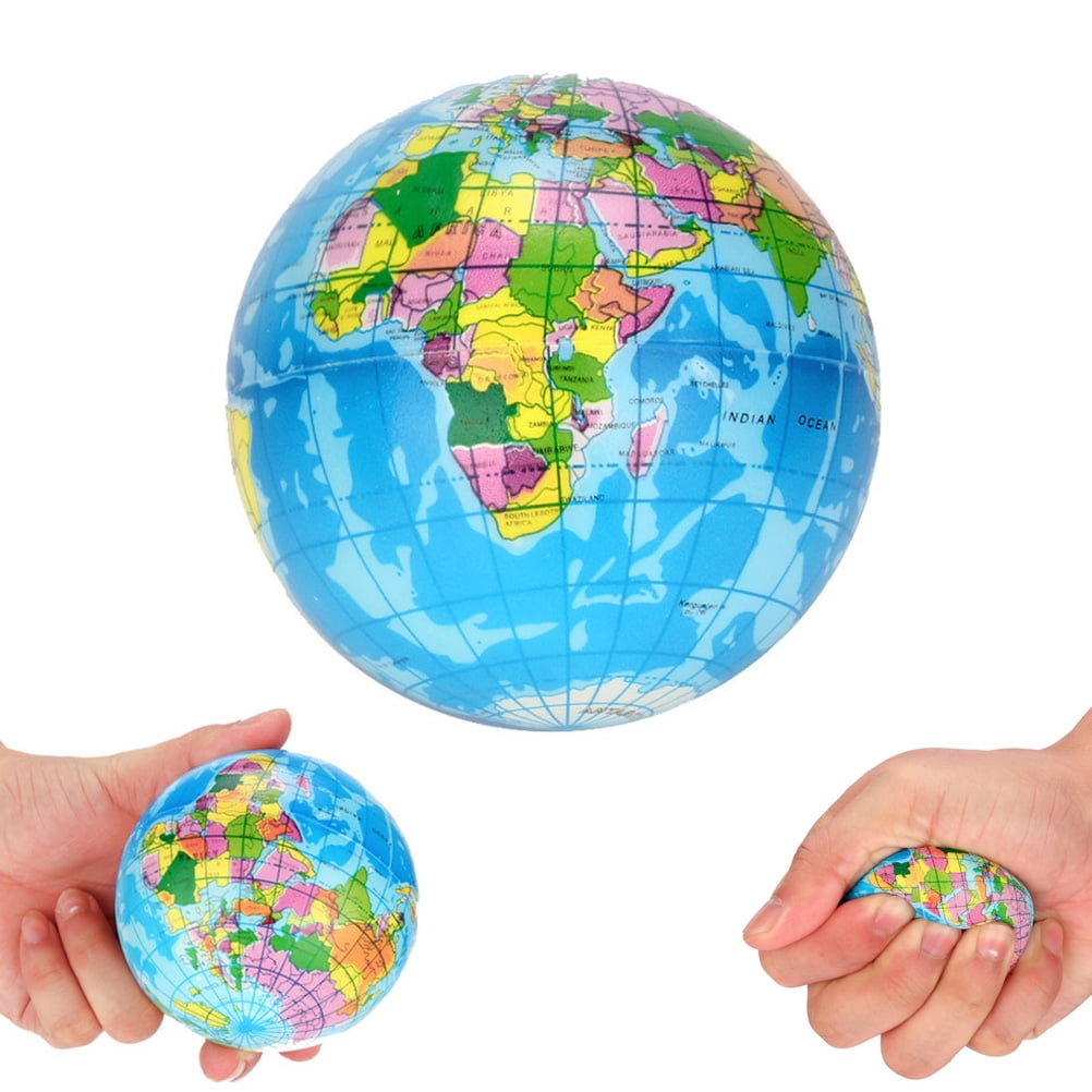 World Map Foam Ball Globe, Soft Durable Stress Relief Toy Hand
