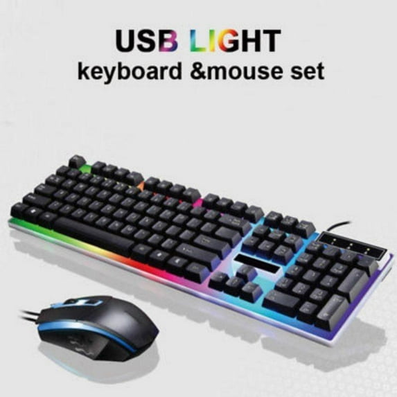 Ochine RGB Gaming Keyboard and Backlit Mouse Combo, USB Wired Backlit Keyboard, LED Gaming Keyboard Mouse Set for Laptop PC Computer Game and Work