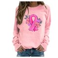 thumbnail image 2 of Luxalzxs Womens Breast Cancer Shirts Pink Ribbon Cancer Fight Awareness Shirt Pullover Tops Survivors Faith Casual Long Sleeve Crew Neck Sweatshirt, 2 of 3