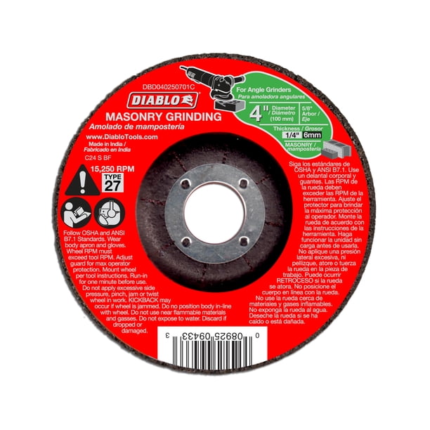 Disco abrasivo Diablo tipo 27 de 10 cm y 6 mm de grosor