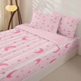 thumbnail image 3 of Manfei Kawaii Moon Zipper Queen Comforter Set with Fitted Sheet and 2 Pillowcases,Cute Stars Polka Dot Zipper Bedding Set,Pink,Pink Reversible,4pcs, 3 of 8