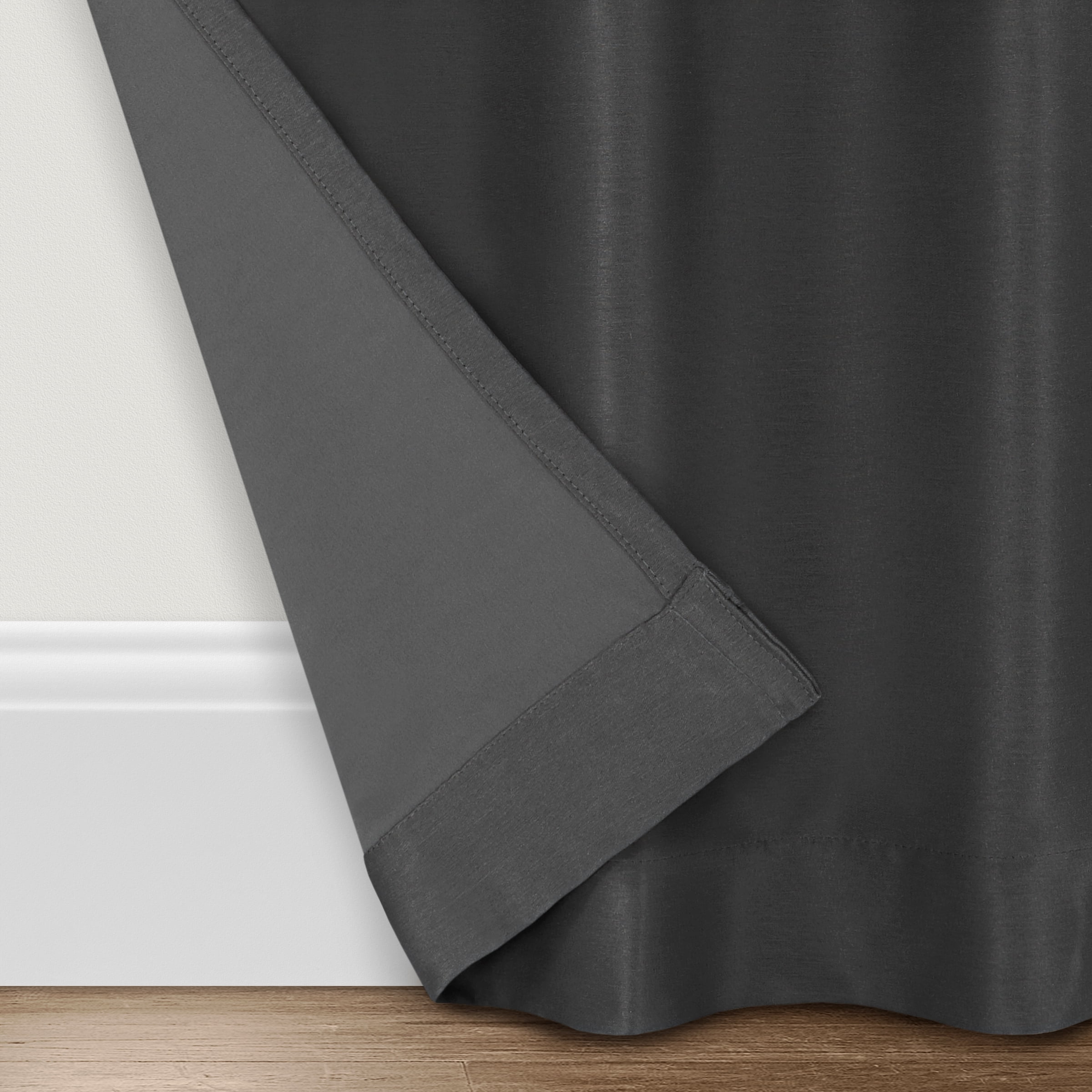 Eclipse Fresno Blackout Curtain Panel, Back Tab Window Curtain, Thermaweave, (1 Panel), 52 In Wide x 108 In Long, Charcoal