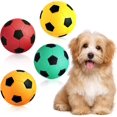 thumbnail image 1 of 4 Piece 2.7 Inch Latex Dog Toy Football Chew Fetch Throw Ball for Medium Dogs Interactive Play, 1 of 7