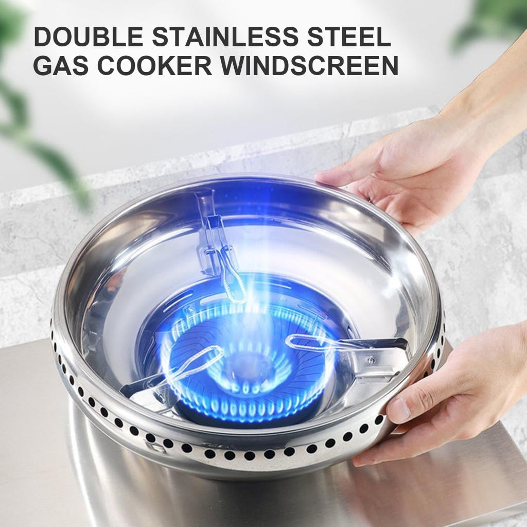 Stainless Steel Stove Wind Proof Cover Double Layer Gas Stove Wind Guard Fire Gathering Cover for Cooking Efficiency