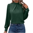 thumbnail image 1 of Ailaofu Long Sleeve Shirts for Women Round Neck Tops Pleated Front Blouses Dressy Casual Fall Clothes Fashion, 1 of 5
