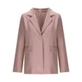 thumbnail image 5 of Fall Saving! HVOBTTY Women's Mid Length Blazer, Fall Coat for Women, Women's Casual Solid Color Blazer Long Sleeve Lapel Suit Jacket with Pockets Pink, S, 5 of 5
