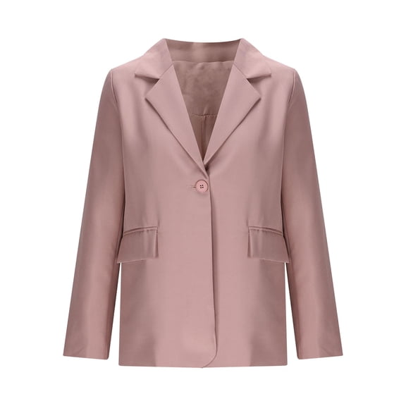 VSSSJ Womens Professional Single Button Blazer Jacket Long Sleeve Notch Lapel Suit Coat Formal Office Business Casual Blazer with Pockets Pink L