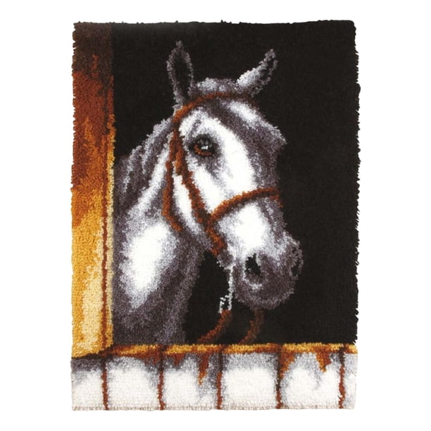 Kits de enganche para alfombras de 24 x 16 pulgadas con diseño de animales, hechos a mano, para manualidades. Caballo