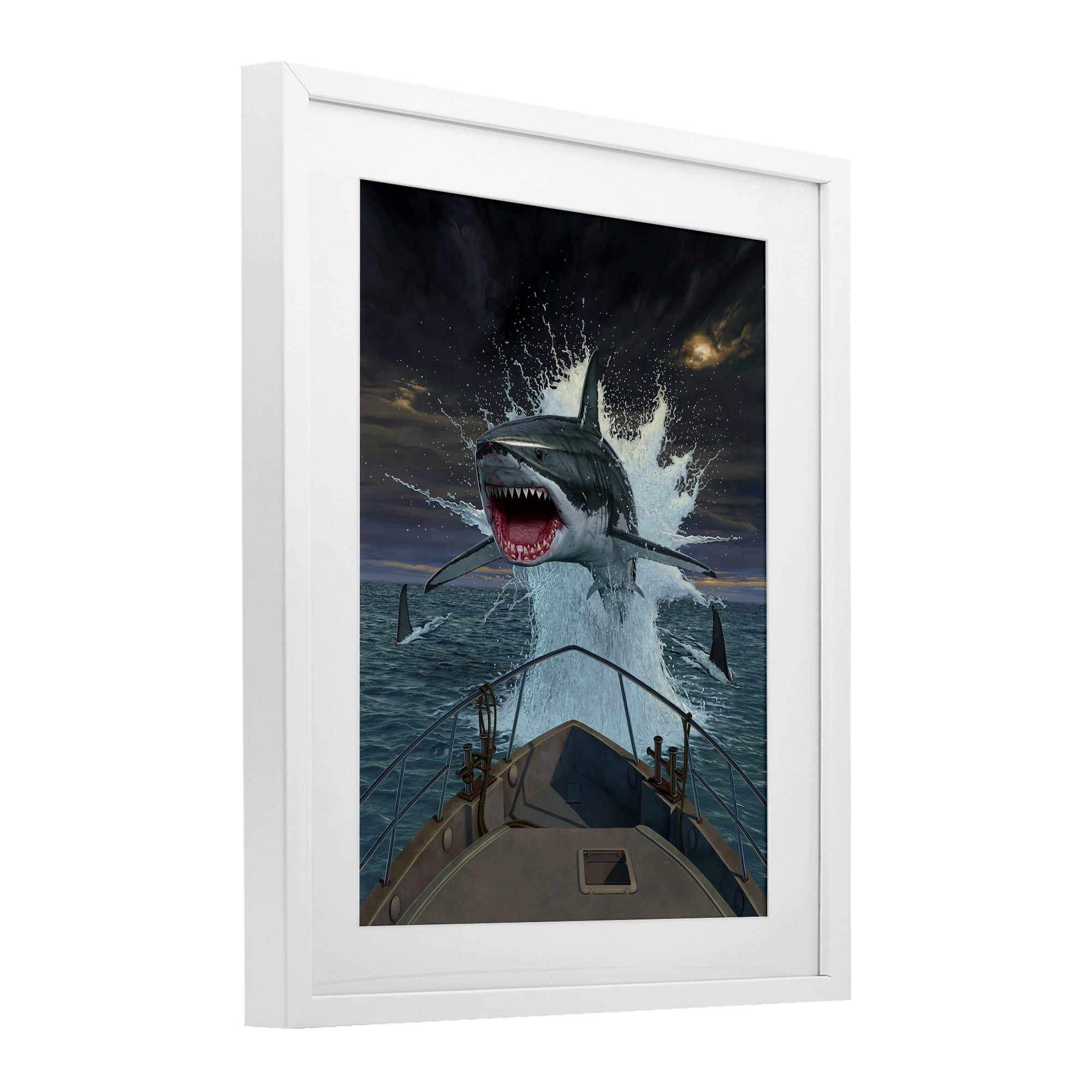 Stupell Industries Fish Out Of Water White Framed Print Under Glass, design by Vincent Hie