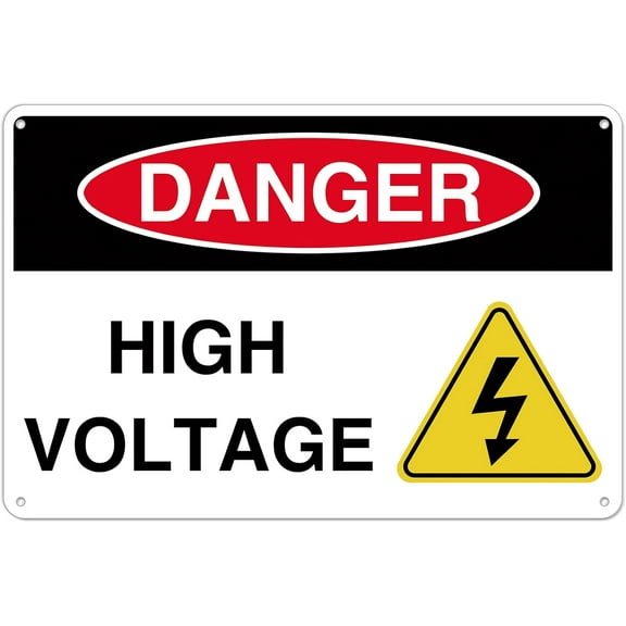 Danger High Voltage Hazard Sign Aluminum Warning Sign for Indoor Outdoor Use 8X12 Inches