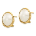 thumbnail image 2 of Real 14kt Yellow Gold 14-15mm White Freshwater Cultured Mabe Pearl Omega Back Earrings; for Adults and Teens; for Women and Men, 2 of 3